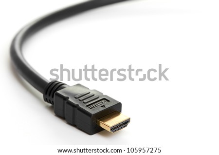 A close shot of HDMI cable isolated on a white background