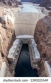 Close Up Shot Of The Hoover Dam In Arizona/Nevada, US. 