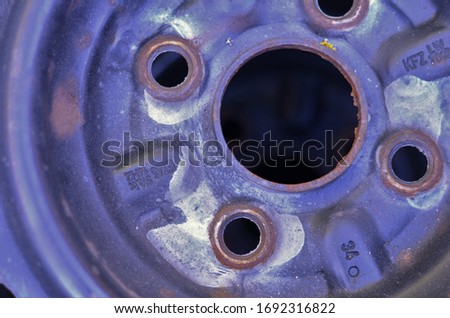 close shot of the inside circle of a black car tire