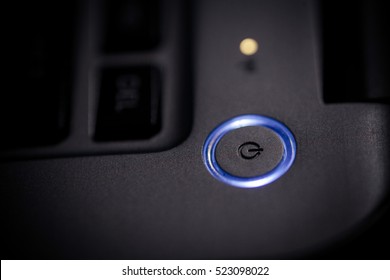 Close Up Shot Of A Laptop Power Button.