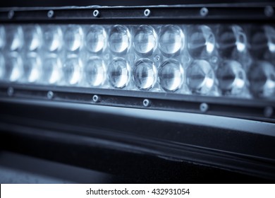 Close up shot of a LED panel on a car.