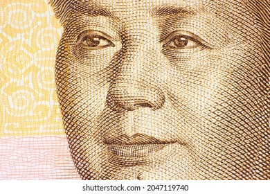 Close Up Shot Of Mao Zedong Chairman Of The Chinese Communist Party, On Chinese 20 Yuan Banknote. 