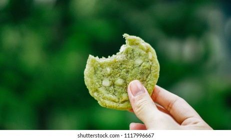 Close Up Shot Of Matcha Cookie