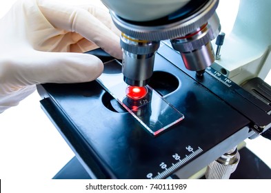 Close Up Shot Of Microscope At The Blood Laboratory