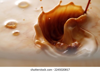 Close up shot of milk coffee drink