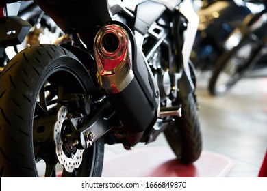 Close up shot of a motorcycle exhaust pipes