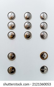 A close shot of the multi-function elevator button panel. On the button of the inscription for the blind. Go to the desired floor by elevator. High quality photo