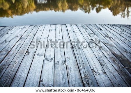 Close up shot of old wooden pier.