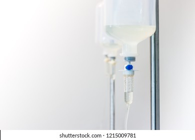 Close Up Shot Saline Solution For Intravenous Infusion