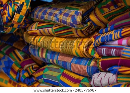 Close up shot of selection of Kente cloth