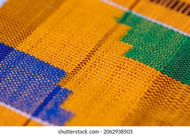 Close up shot with selective focus on kente cloth - Shutterstock ID 2062938503
