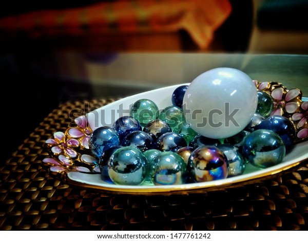 Close Shot Small Coloured Marbles Glass Miscellaneous Interiors