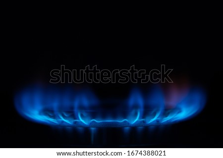 Close up shot of stove gas on dark background