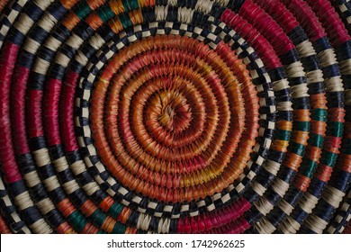 Close up shot of a traditional African-style basket weave pattern from Uganda