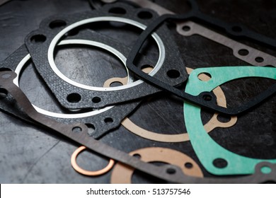 Close Up Shot Of Various Engine Gaskets.