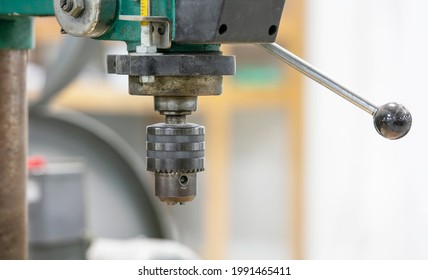 Close Up Shot Of Vertical Milling Machine Spindle Head