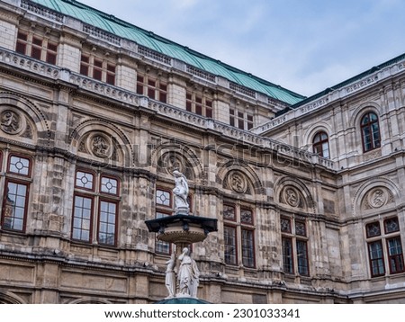 Close up shot of Vienna Operahouse historic building, Vienna, Austria