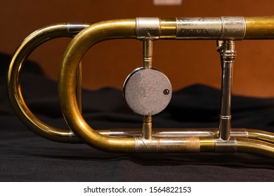 A Close Up Shot Of A Vintage 1970s Tenor Trombone