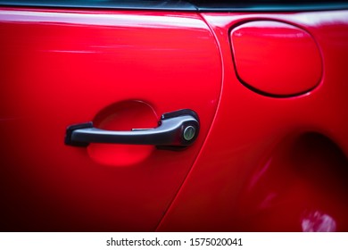 Close Up Shot Of A Vintage Car Door Handle.