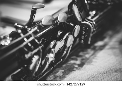 Close up shot of the vintage Saxophone with out-focus view. - Shutterstock ID 1427279129
