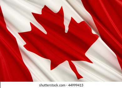 Close Up Shot Of Wavy Canadian Flag