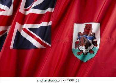 Close up shot of wavy flag of Bermuda