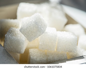 Close Up Shot Of White Refinery Sugar.