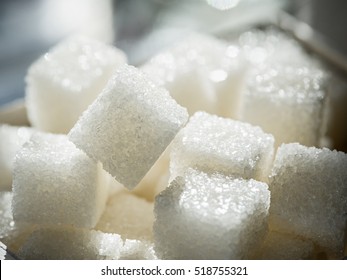 Close Up Shot Of White Refinery Sugar.