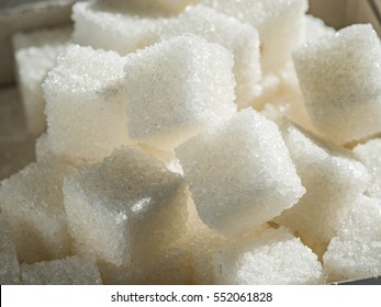 Close Up Shot Of White Refinery Sugar.