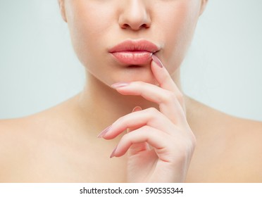 The close up shot of woman lips