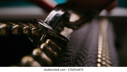 Close Up Shot Of Zip Fastener Being Opened