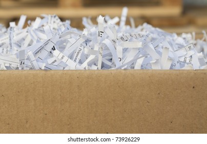 Close Up Of Shredded Waste Paper Strips