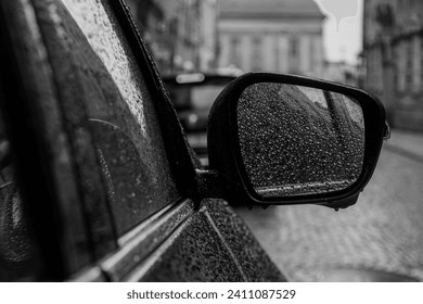 Close up of a side mirror 