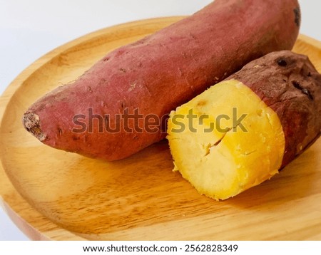 Similar – Image, Stock Photo Baked sweet potato with vegetable filling.