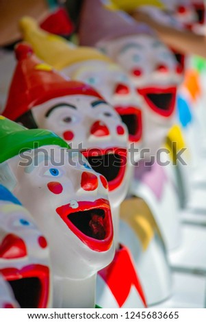 Close up of sideshow clown