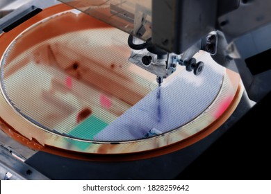 Close up Silicon wafer negative color in machine in semiconductor manufacturing 