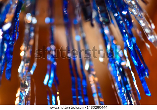 Close Silver Blue Iridescent Party Streamers Stock Photo Edit Now