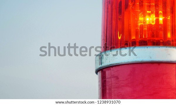 close up siren red
light with copy space
