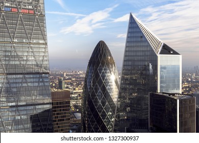 Close Up Of Skyscrapers In London Financial District