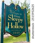 Close up of Sleepy Hollow sign during the day in Sleepy Hollow NY