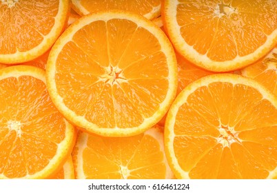 Close Up Slice Orange Fruit Background Texture.