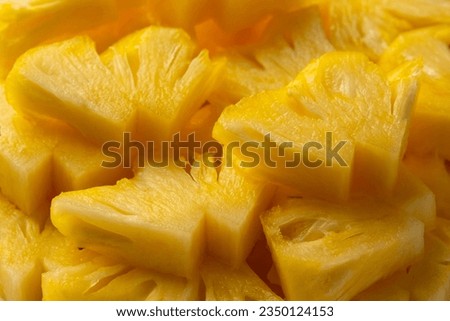 Close up sliced Fresh pineapple on white plate