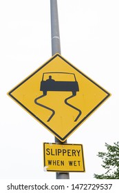 Close Up Of A Slippery Street Sign