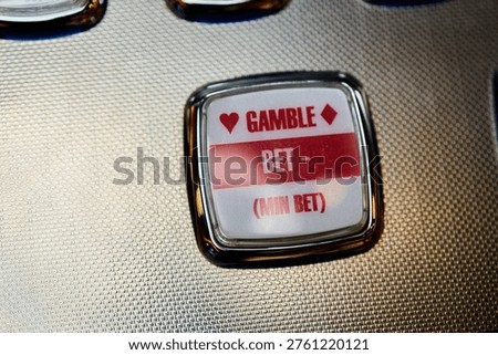 Close Up of Slot Machine Control Panel Buttons Start Max Bet Gambling Casino Concept