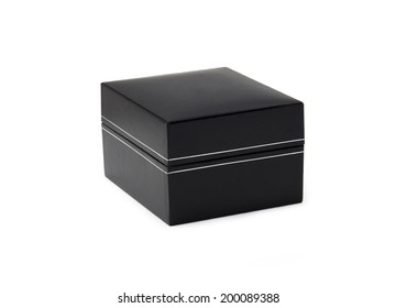 Close up of small black box.
