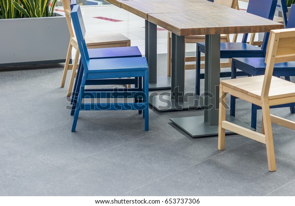 Close Small Cafe Interior Blue Grey Stock Photo Edit Now