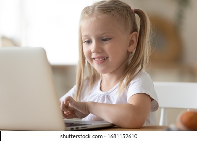 Close Smart Preschooler Girl Sit Table Stock Photo 1681152610 ...