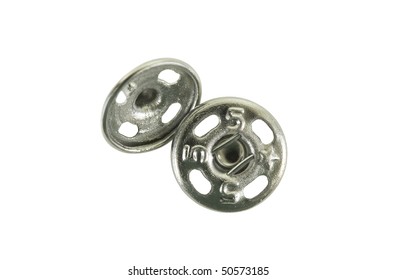 Close Up Of Snap Fastener, Isolated On White Background