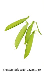 Close Up Of Snow Peas Isolated On White