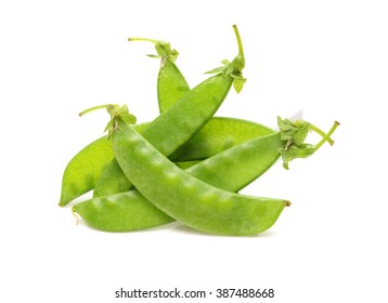 Close Up Of Snow Peas Isolated On White